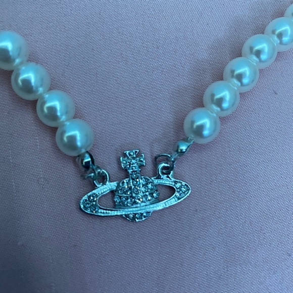 NEW Saturn Planet Silver Charm pearl necklace - Picture 4 of 8